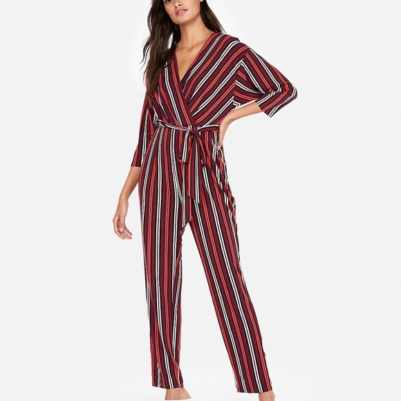 Express Pants & Jumpsuits Express Stripe Tiewaist Surplice Jumpsuit